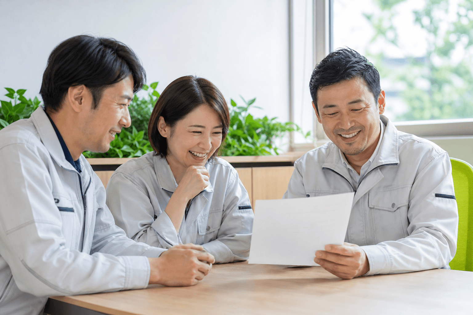 提出用の書類を確認する現場担当者